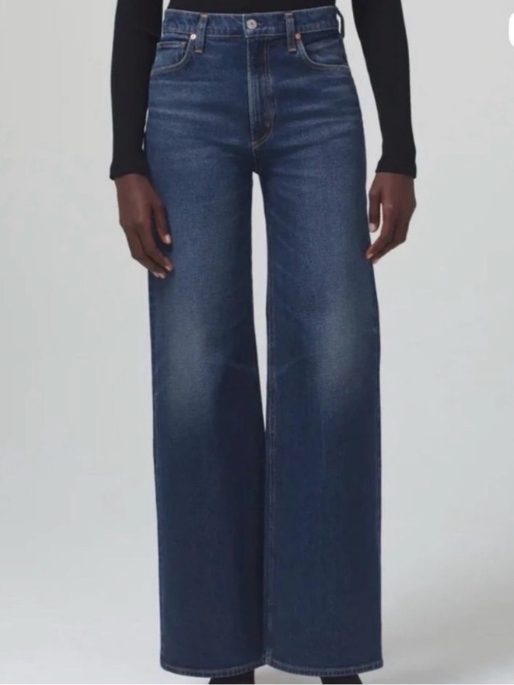Women's Wide Leg Jeans - Dark Blue